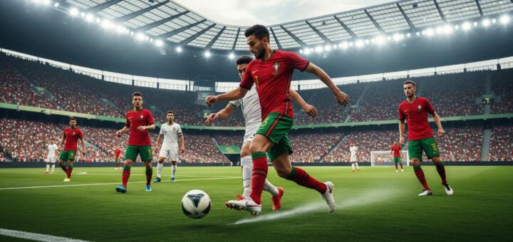 Portugals fotballteam spiller en kamp