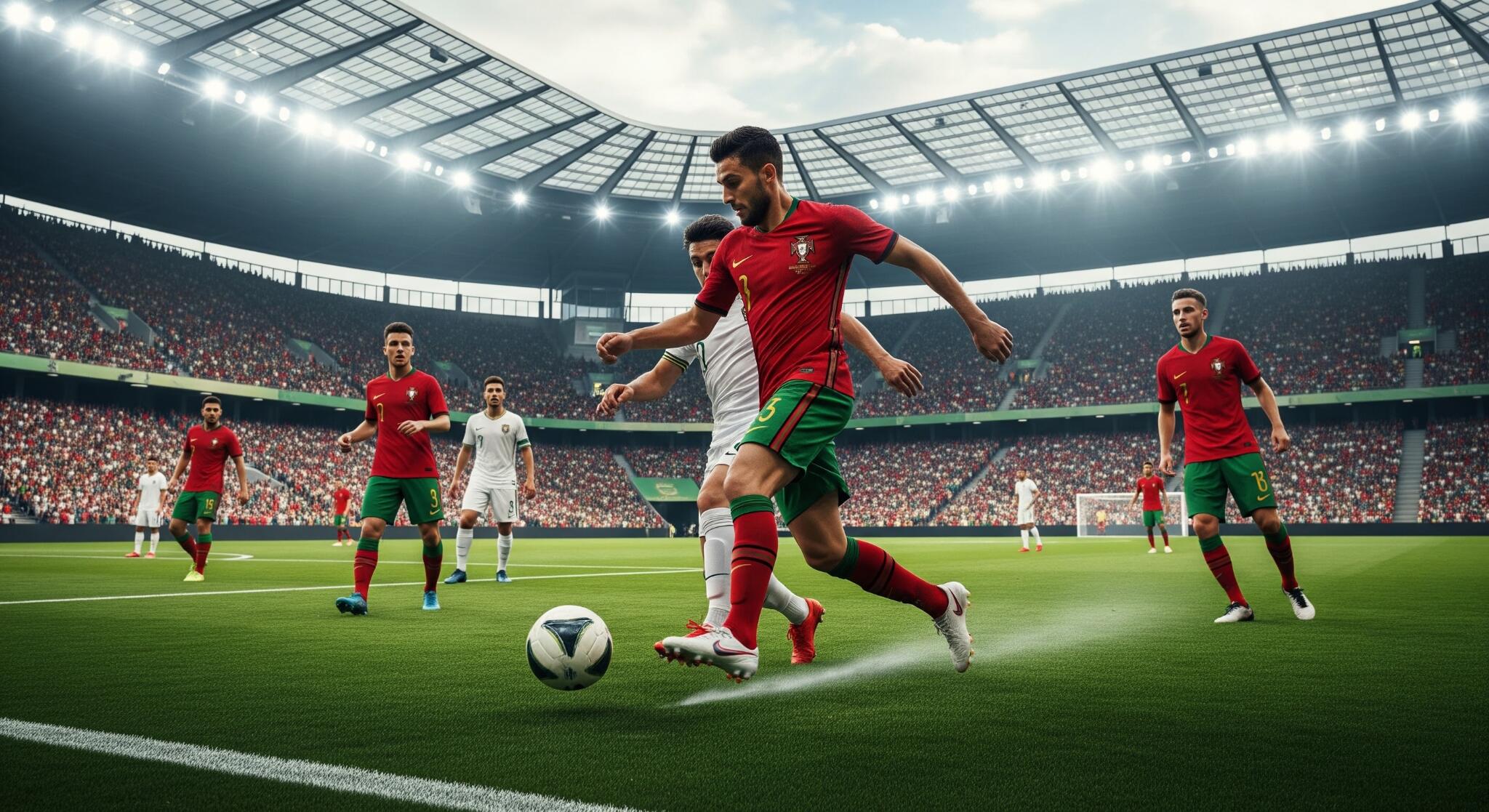 Portugals fotballteam spiller en kamp